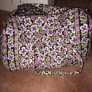 Vera Bradley Duffle Bag In Plum Petals Pattern
